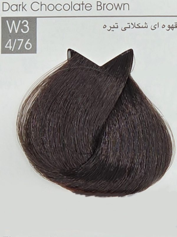 رنگ مو ایندوری پلاس 4/76 قهوه ای شکلاتی تیره- Dark Chocolate Brown W3 - Image 2